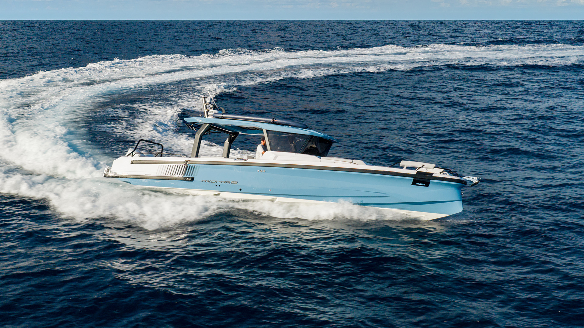 Aerial shot of the Axopar 38 Cross Top